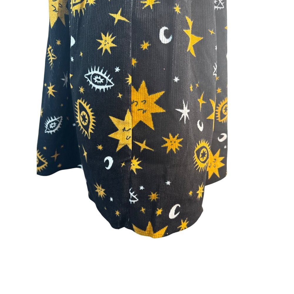 Black Friday Size 6 Cosmic Print Mini Black Gold White Corduroy Dress NWT - Picture 15 of 16
